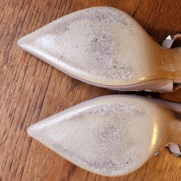 Valentino Blush Pink Leather Rockstud Embellished D'orsay Slingback Pumps - Picture 10 of 15